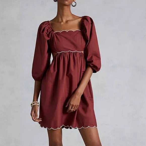 Anthropologie Cut Out Back Rust Dress - Picture 7 of 13